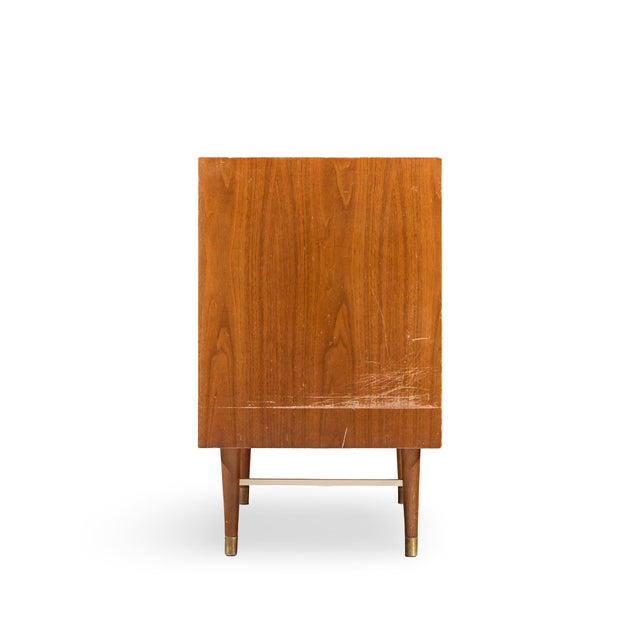 Paul McCobb Paul McCobb Style Furnette Mid Century Walnut and Brass Three Drawer Dresser For Sale - Image 4 of 7