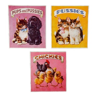 Vintage 1930's Puppies Kittens Chicks Children's Books - Set of 3 For Sale
