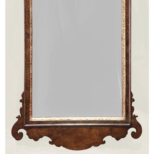 George II Style Burl Walnut and Giltwood Mirror By Burton-Ching