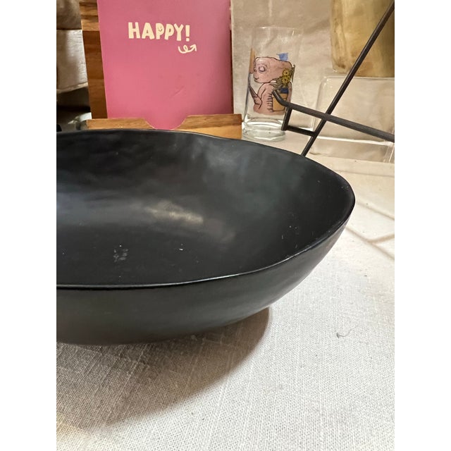 Up for consideration is a beautiful large black biomorphic pottery bowl. This would look lovely in your home and it is a...