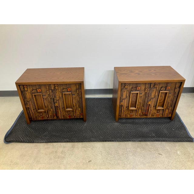 Paul Evans Style Lane Pueblo Mid Century Brutalist Nightstands, Pair For Sale - Image 15 of 17