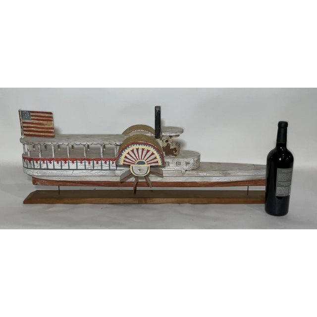 Folk Art Folk Art Paddle Steamer Model For Sale - Image 3 of 8