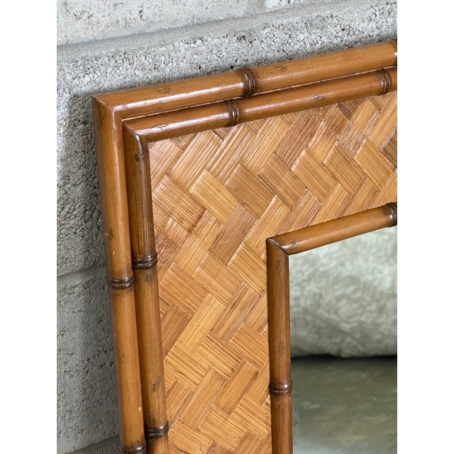Wood 1980s Large Bamboo Wall Mirror For Sale - Image 7 of 12