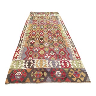 Spring Colors 60s Classical Turkish Kilim Rug For Sale