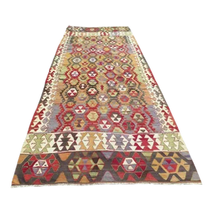 Spring Colors 60s Classical Turkish Kilim Rug