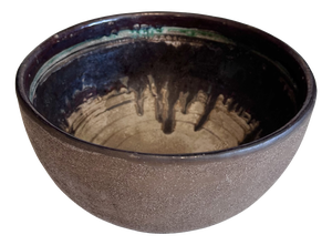 Handmade Studio Ceramic Bowl with Turquoise Accents, France, 1970s