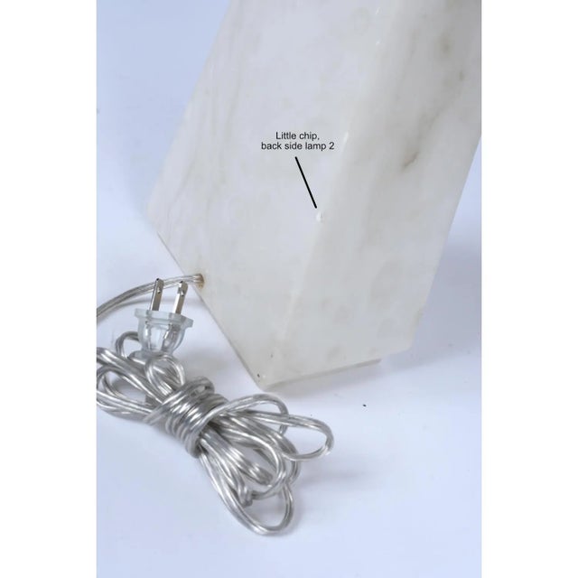 Pair of Alabaster White and Beige Pyramid Modern Art Deco Table Lamps For Sale - Image 10 of 12