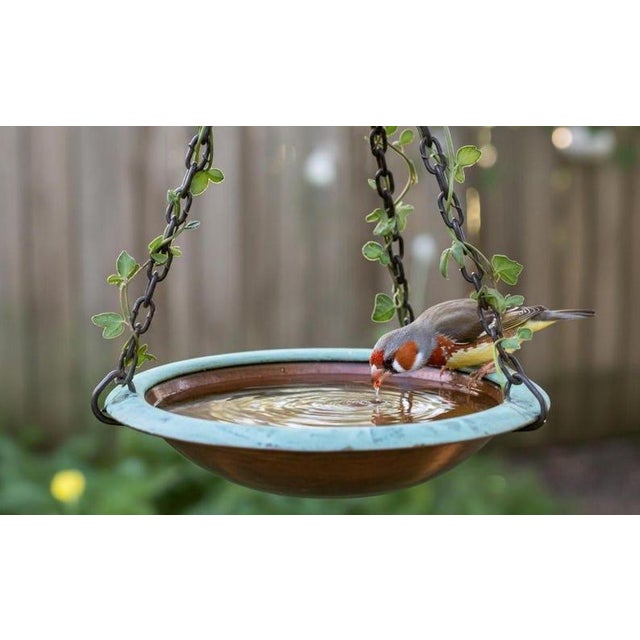 Rustic Handmade Hammered Copper Bird Bath Bowl For Sale - Image 3 of 6