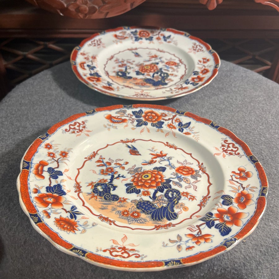 Antique Minton Oriental Japan Ironstone Plates- Set of 2 | Chairish