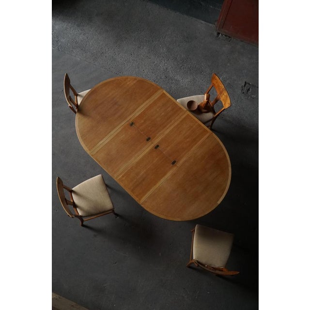 Karl Andersson & Söner Mid-Century Modern Øresund Dining Table in Oak & Brass by Børge Mogensen for Karl Andersson & Söner, 1950s For Sale - Image 4 of 16