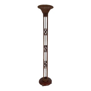 Vintage Natural Rattan Floor Lamp For Sale