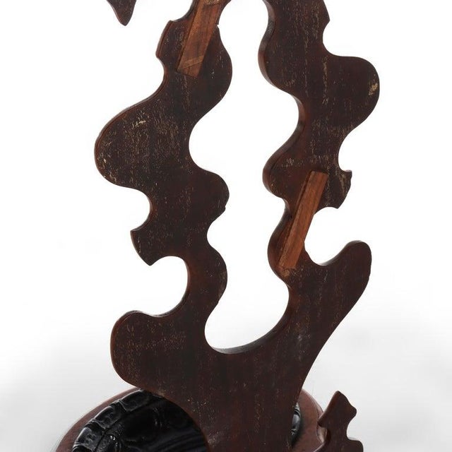 Antique Rococo Walnut Umbrella Stand With Cast Iron Tray C1890 For Sale - Image 6 of 10