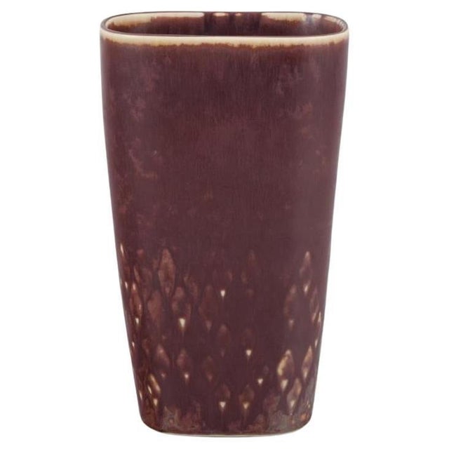 Modernist Ceramic Vase in Brown Tones by Carl Harry Stålhane for Rörstrand For Sale - Image 9 of 9