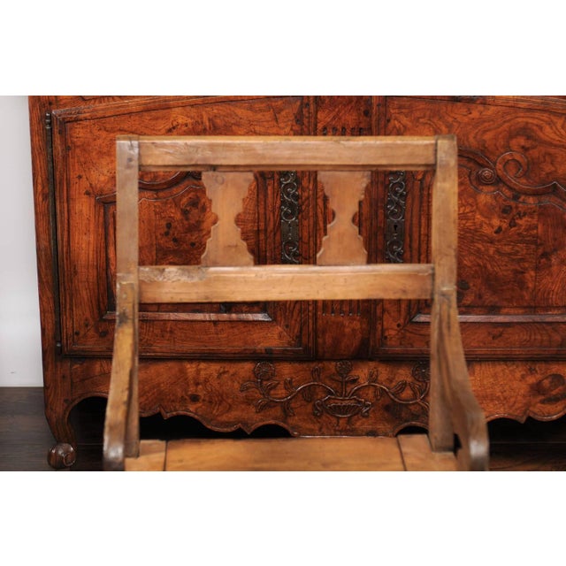 English Country Pine Chair circa 1800 with Scrolled Arms and Lift-Top Seat For Sale - Image 4 of 12
