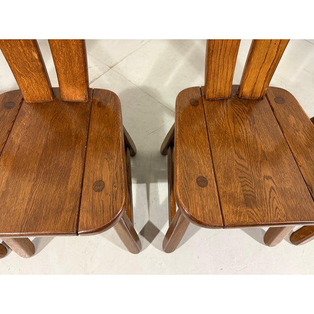 1970s Brutalist Oak Dining Chairs, 1970s, Set of 4 For Sale - Image 5 of 16