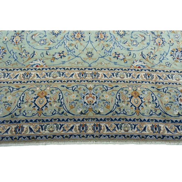 Green Kashan Hand-Knotted Rug in Pistachio Green For Sale - Image 8 of 13