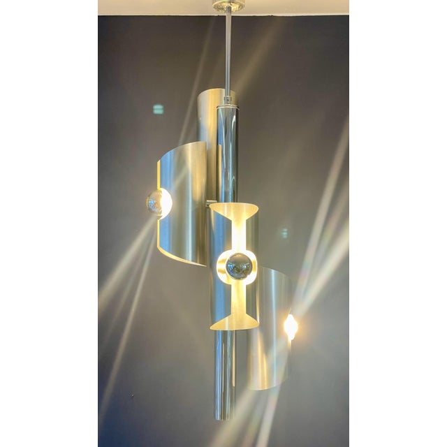 Silver Lamp with 4 Top Bulbs For Sale - Image 10 of 15