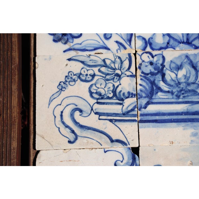 Ceramic Tile Mural Panel Depicting a Baroque Jardinière With Flowers, Portuguese, 18th Century For Sale - Image 7 of 16