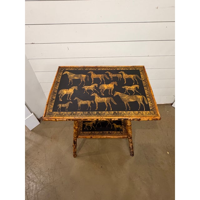Black 19th Century English Decoupage Side Table For Sale - Image 8 of 9