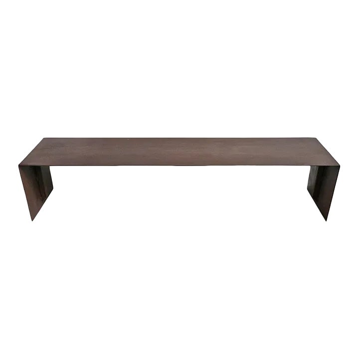 Modern Rust Finish Steel Waterfall Bench | Chairish