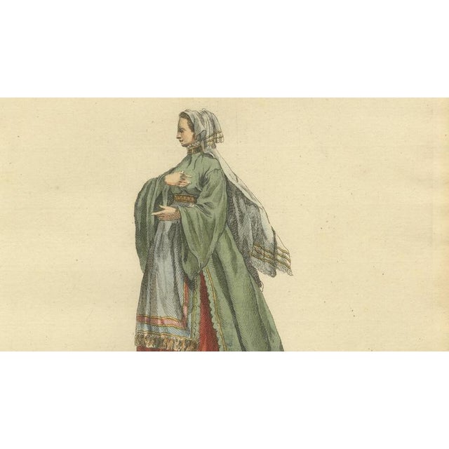 Grand Tour Italian Costume Prints, Habit of a Lady of Ischia, an Island in the Gulf of Naples, 1749, Paper, Set of 2 For Sale - Image 11 of 12