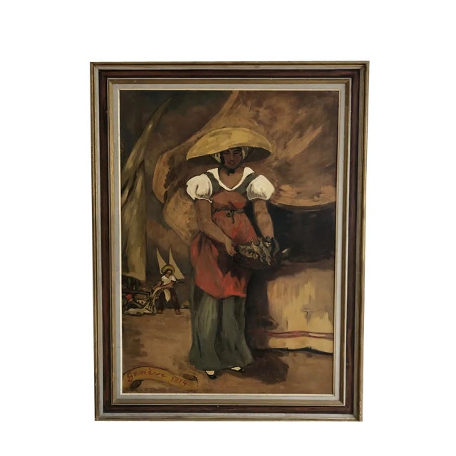 Alexandre Cingria, The Fish Merchant, Geneva, 1814, Oil on Board, Framed For Sale