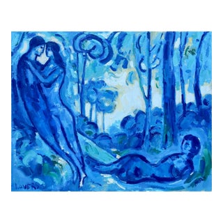 Between Worlds - Original Oil Painting Blue Toned Series For Sale