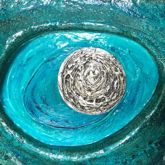 1960s Lorraine Stelzer, Turquoise Acrylic Resin Psychedelic Art Wall Sculpture Panel For Sale - Image 5 of 15