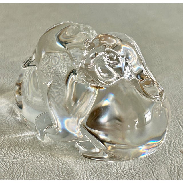 Steuben Vintage Steuben Signed Crystal Paperweight Puppy Love For Sale - Image 4 of 14