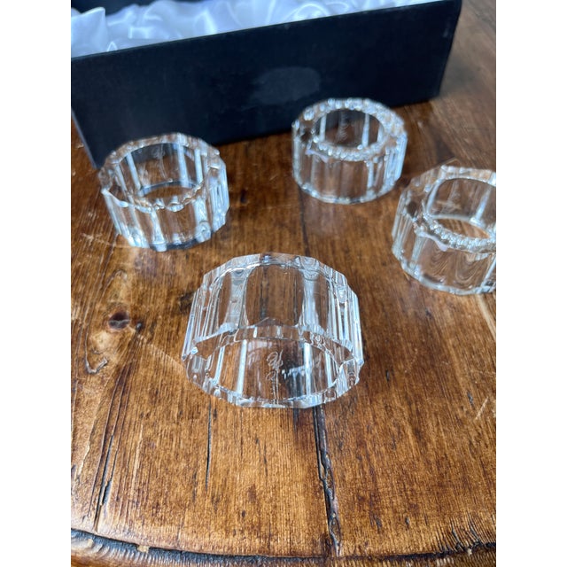 Set of 4 - Oleg Cassini Scallop Crystal Napkin Ring, Napkin Holder With Original Box For Sale In Dallas - Image 6 of 11