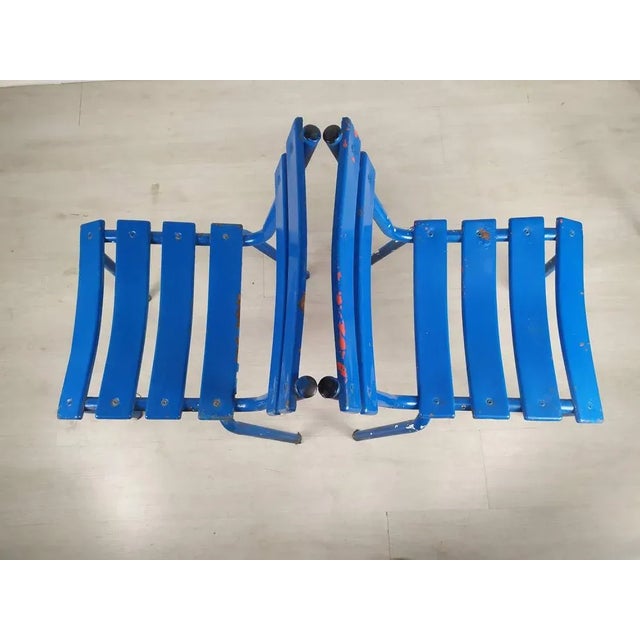 Blue Metal Dining Chairs, Set of 14 For Sale - Image 10 of 18