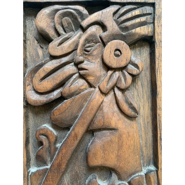 Brown Late 20th Century Vintage Mayan Hand Carved Wood Panels, Set of 2 For Sale - Image 8 of 8