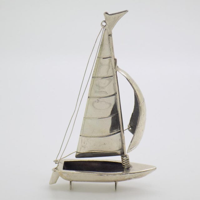 Vintage Italian Handmade Genuine Silver Sailing Ship Figurine Miniature, 1980s For Sale - Image 12 of 12