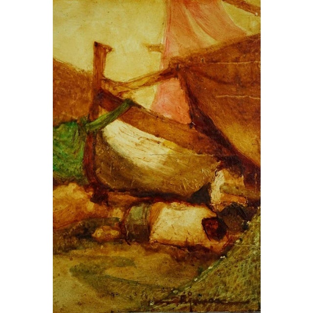 Domenico Chianese, Seascape with Fishermen, 20th Century, Oil Painting on Panel, Framed For Sale - Image 11 of 18