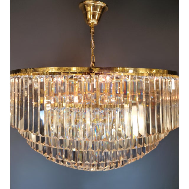 Postmodern Modern Gold Brass Round Chandelier Art Nouveau XXL For Sale - Image 10 of 11