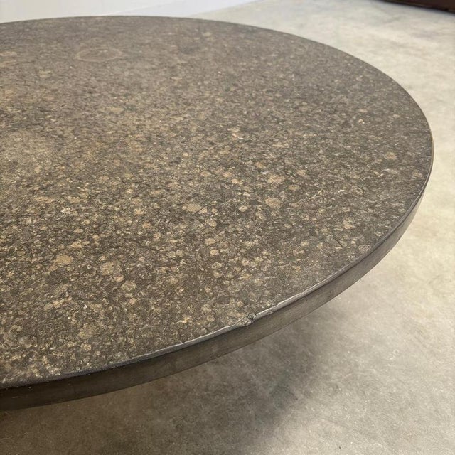 Round Slate Stone Coffee Table, 1970s For Sale - Image 9 of 10
