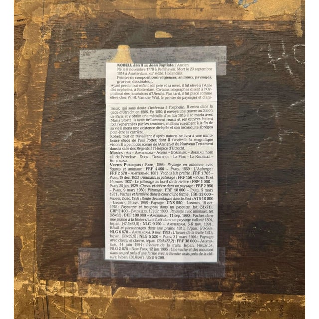 Wood 18th Century Oil on Panel Cow Painting in Carved Gilt Frame Signed Jan Kobell For Sale - Image 7 of 7