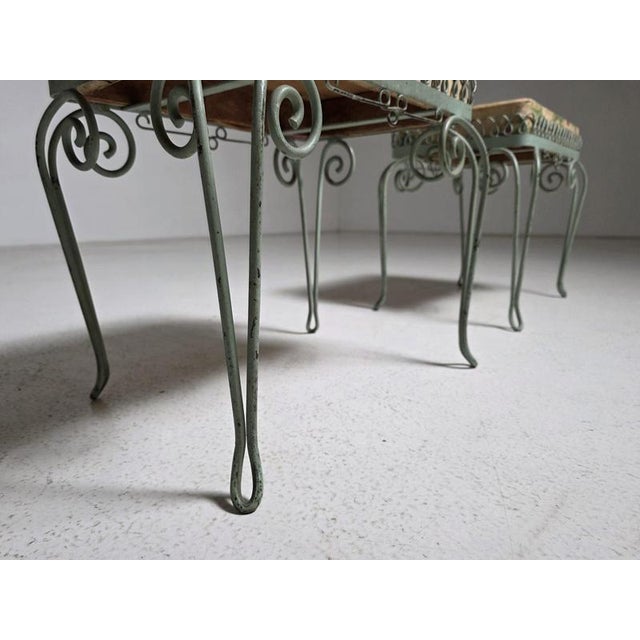 Italian Wrought Iron Stools with Floral Upholstery, 1950s, Set of 2 For Sale - Image 4 of 10