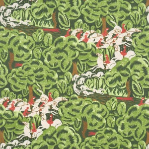 SAMPLE - Schumacher x The New Yorker Margaret Schloeman's Fox Chase Wallpaper In Forest