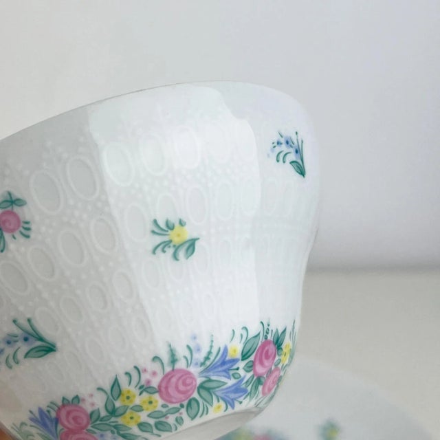 Rococo Vintage Studio Linie Romance Garland Floral Porcelain Cup and Saucer Set by Bjorn Wiinblad for Rosenthal, Set of 2 For Sale - Image 3 of 11
