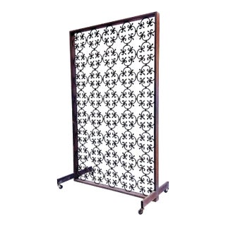 Large 1960s Gothic Style Decorative Wrought Iron Panel / Screen With Fleur De Lis Design For Sale