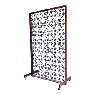 Large 1960s Gothic Style Decorative Wrought Iron Panel / Screen With Fleur De Lis Design For Sale