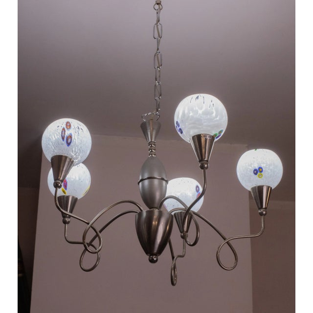 Stunning La Murrina Murano chandelier with 5 light points. The structure of the chandelier is nickel-plated silver, the...