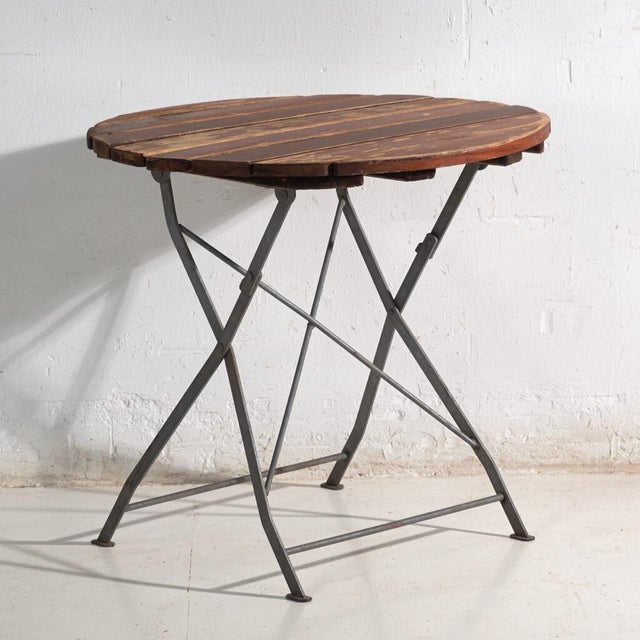 Antique Folding Garden Table in Wood and Iron, Central Europe, 1950 For Sale - Image 11 of 11