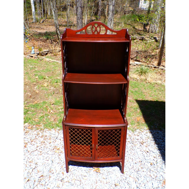 Vintage Mahogany Chippendale Style Bookcase Bookshelf Etagere Display Shelves For Sale In Boston - Image 6 of 17