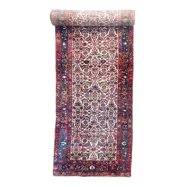 Vintage Full Plush Pile Colorful Runner - 3.8 X 19.9 For Sale