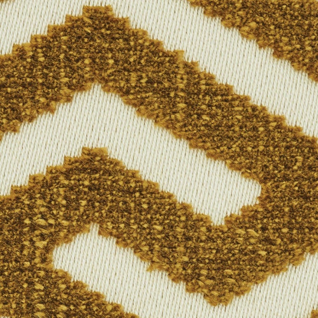 Sample - Schumacher Ming Fret Velvet Fabric in Bronze | Chairish