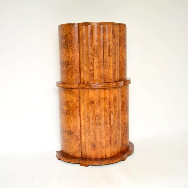 An absolutely stunning Art Deco burr walnut cocktail cabinet by Epstein. This was made in England, it dates from the...