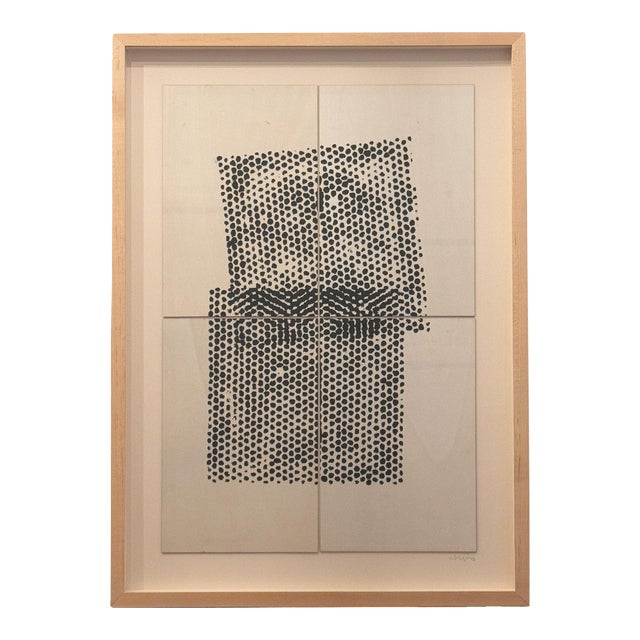 Abstract Black Dot Artwork on Wood, Modern Framed Wall Art by Jake Poser For Sale