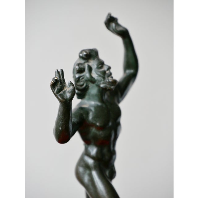 Bronze and Marble Sculpture of Faun, 1920s For Sale - Image 3 of 7